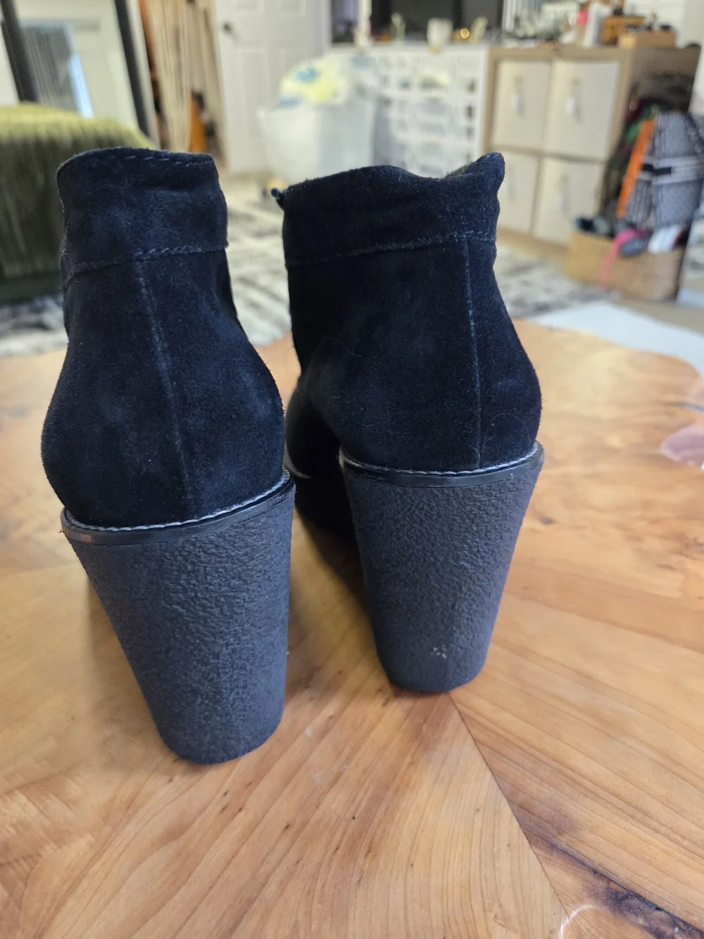Aquatalia Black Suede Lace-Up Wedge Ankle Boots